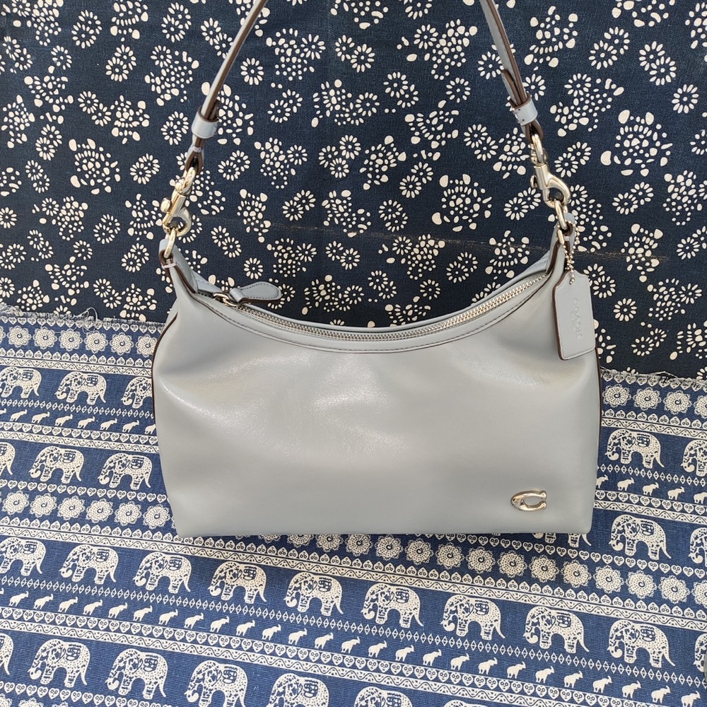 Coach Pale Blue Leather Shoulder Bag - Picture 11 of 12
